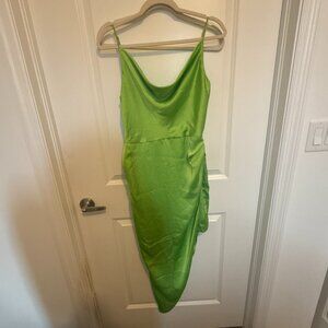 Access Fashion Lime Green Satin Slip Dress, Size S